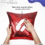 Coussin magique à paillettes 40×40 cm -ROUGE- dos velours doux - sublimation