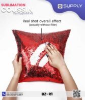 Coussin magique à paillettes 40×40 cm -ROUGE- dos velours doux - sublimation