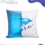 Coussin magique à paillettes 40×40 cm -Bleu ciel - dos velours doux - sublimation
