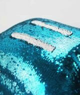 Coussin magique à paillettes 40×40 cm -Bleu ciel - dos velours doux - sublimation – Image 4