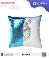 Coussin magique à paillettes 40×40 cm -Bleu ciel - dos velours doux - sublimation – Image 2