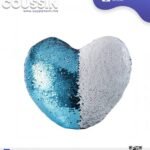 Coussin magique à paillettes Cœur ❤️ -Bleu ciel- dos velours doux - sublimation