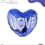 Coussin magique à paillettes Cœur ❤️ -Bleu roi - dos velours doux - sublimation