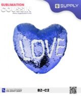 Coussin magique à paillettes Cœur ❤️ -Bleu roi - dos velours doux - sublimation