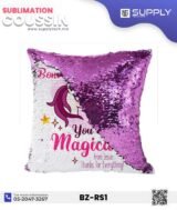 Coussin magique à paillettes 40×40 cm -ROSE FUCHSIA- dos velours doux - sublimation – Image 5