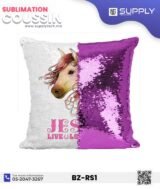 Coussin magique à paillettes 40×40 cm -ROSE FUCHSIA- dos velours doux - sublimation – Image 2