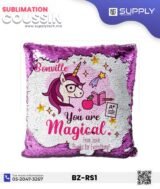 Coussin magique à paillettes 40×40 cm -ROSE FUCHSIA- dos velours doux - sublimation