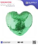 Coussin magique à paillettes Cœur ❤️ -Vert- dos velours doux - sublimation – Image 3