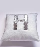 Coussin magique à paillettes 40×40 cm -argenté - dos velours doux - sublimation – Image 4
