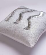 Coussin magique à paillettes 40×40 cm -argenté - dos velours doux - sublimation – Image 3