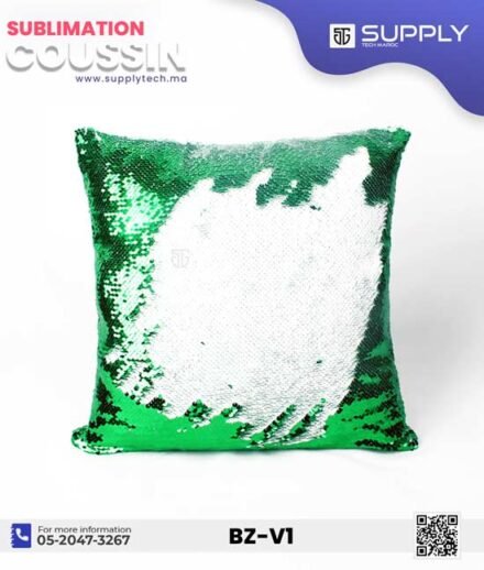 Coussin magique à paillettes 40×40 cm -Vert - dos velours doux - sublimation