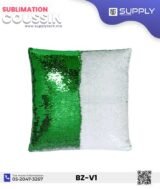 Coussin magique à paillettes 40×40 cm -Vert - dos velours doux - sublimation – Image 4