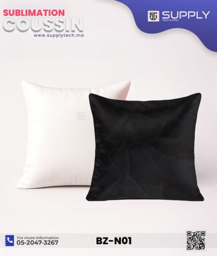Coussin Sublimation Satin Bicolore – Face Blanche & Face Noire – 40×40 cm