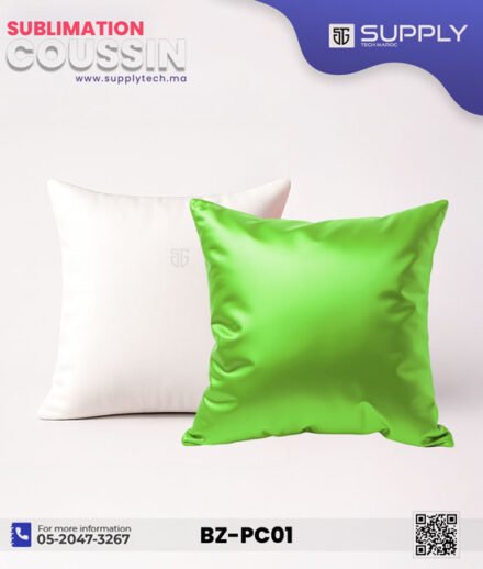 Coussin Sublimation Satin Bicolore – Face Blanche & Face Pistache – 40×40 cm