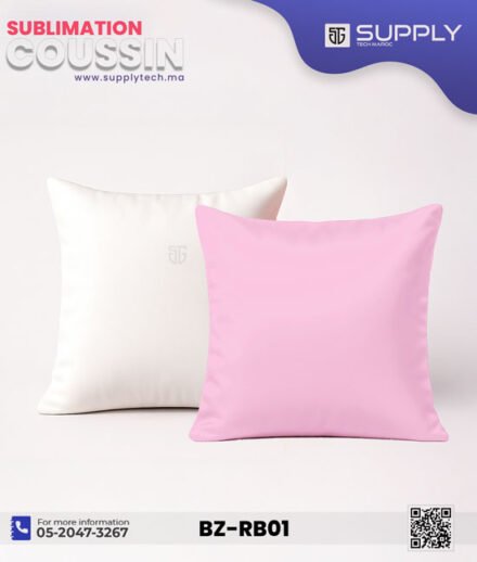 Coussin Sublimation Satin Bicolore – Face Blanche & Face Rose Bébé – 40×40 cm