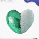 Coussin magique à paillettes Cœur ❤️ -Vert- dos velours doux - sublimation