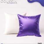 Coussin Sublimation Satin Bicolore – Face Blanche & Face Violet – 40×40 cm