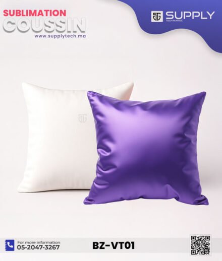 Coussin Sublimation Satin Bicolore – Face Blanche & Face Violet – 40×40 cm