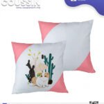 Coussin Sublimation Satin blanc –Coins Rose Bébé – 40×40 cm