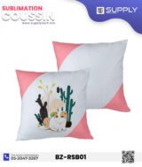 Coussin Sublimation Satin blanc –Coins Rose Bébé – 40×40 cm