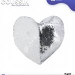 Coussin magique à paillettes Cœur ❤️ -Argenté- dos velours doux - sublimation