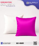 Coussin Sublimation Satin Bicolore – Face Blanche & Face Rose Fuchsia – 40×40 cm
