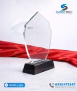 Trophée en Verre Cristal Forme Bouclier – Modèle MEH-8 (24x16 cm) avec Socle en Verre Noir – Image 6