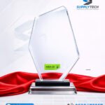 Trophée en Verre Cristal Forme Géométrique Asymétrique – Modèle MEH-21 (24 x 14,5 cm)