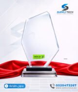 Trophée en Verre Cristal Forme Géométrique Asymétrique – Modèle MEH-21 (24 x 14,5 cm)