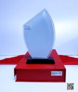 Trophée en Verre Spécial Sublimation – Forme Feuille asymétrique – Modèle MEH-16 – Image 2