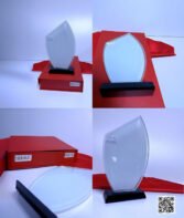 Trophée en Verre Spécial Sublimation – Forme Feuille asymétrique – Modèle MEH-16 – Image 3