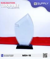 Trophée en Verre Spécial Sublimation – Forme Feuille asymétrique – Modèle MEH-16