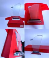 Trophée en Verre Cristal Forme Pointe Asymétrique – Modèle MEH-19 (26x13 cm) – Image 2