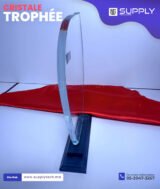 Trophée en Verre Cristal Forme Bouclier Asymétrique – Modèle MEH-2 (24x16 cm) – Socle Noir – Image 3