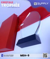 Trophée en Verre Cristal Forme Asymétrique – Modèle MEH-9 (24x16 cm) avec Socle Noir – Image 2