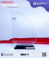 Trophée en Verre Cristal Forme Quart de Cercle – Modèle MEH-1 (24x16 cm)