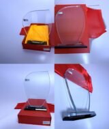 Trophée en Verre Cristal Forme Bouclier Asymétrique – Modèle MEH-2 (24x16 cm) – Socle Noir – Image 8