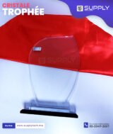Trophée en Verre Cristal Forme Bouclier Asymétrique – Modèle MEH-2 (24x16 cm) – Socle Noir – Image 5