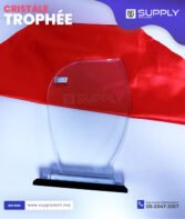 Trophée en Verre Cristal Forme Bouclier Asymétrique – Modèle MEH-2 (24x16 cm) – Socle Noir – Image 5