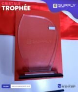 Trophée en Verre Cristal Forme Bouclier Asymétrique – Modèle MEH-2 (24x16 cm) – Socle Noir – Image 6