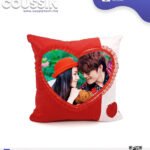 Coussin en velours rouge avec zone sublimation cœur 40×40 cm