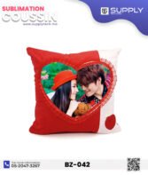 Coussin en velours rouge avec zone sublimation cœur 40×40 cm