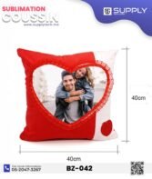 Coussin en velours rouge avec zone sublimation cœur 40×40 cm – Image 5
