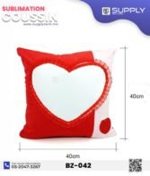 Coussin en velours rouge avec zone sublimation cœur 40×40 cm – Image 2