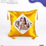 Coussin en Satin orange avec Zone Sublimable Carrée (40×40 cm)