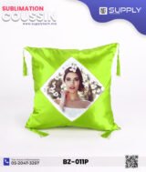 Coussin en Satin Pistache avec Zone Sublimable Carrée (40×40 cm)