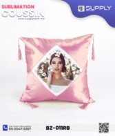 Coussin en Satin Rose bébé avec Zone Sublimable Carrée (40×40 cm)