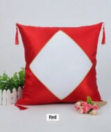 Coussin en Satin Rouge avec Zone Sublimable Carrée (40×40 cm) – Image 5