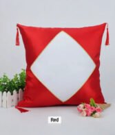 Coussin en Satin Rouge avec Zone Sublimable Carrée (40×40 cm) – Image 5