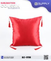 Coussin en Satin Rouge avec Zone Sublimable Carrée (40×40 cm) – Image 2